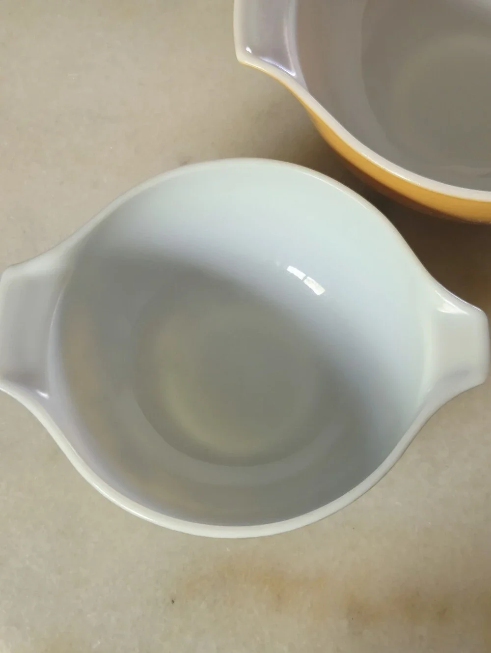 Vintage PYREX Woodland Tan Brown Cinderella Nesting Mixing Bowl Set #442 #443